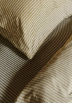 Textiles|Bed Linen-TOAST Organic Cotton Ticking Stripe Oxford Pillowcase Ecru/Straw