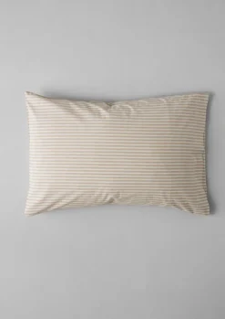 Textiles|Bed Linen-TOAST Organic Cotton Ticking Stripe Housewife Pillowcase Ecru/Straw