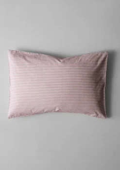 Textiles|Bed Linen-TOAST Organic Cotton Ticking Stripe Housewife Pillowcase Ecru/Rose