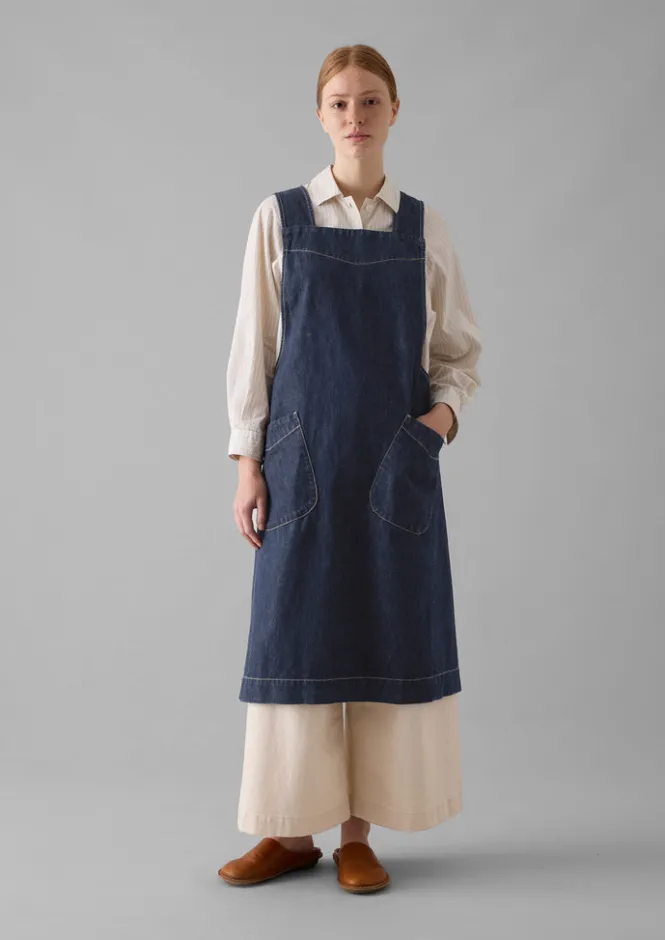 Outdoor|Aprons & Tea Towels-TOAST Organic Denim Cross Back Apron Indigo