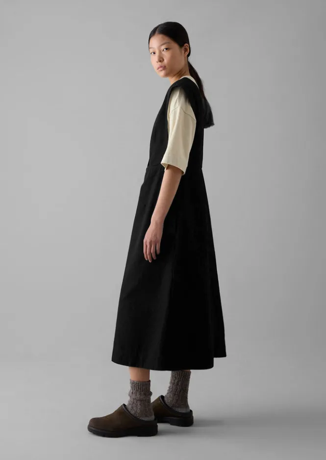 Denim|Dresses-TOAST Organic Denim Pinafore Dress Black