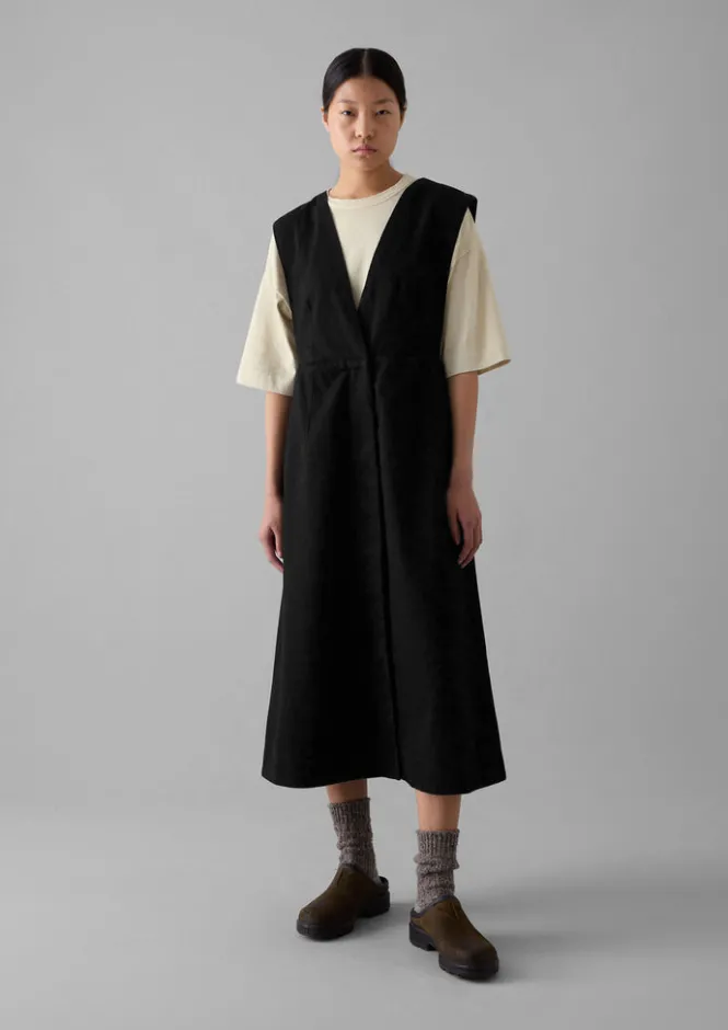 Denim|Dresses-TOAST Organic Denim Pinafore Dress Black