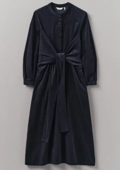 Cord|Dresses-TOAST Organic Needlecord Wrap Dress Navy