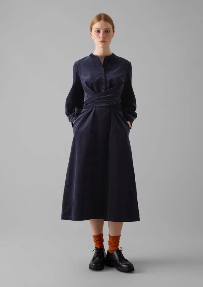 Cord|Dresses-TOAST Organic Needlecord Wrap Dress Navy