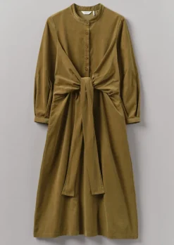 Cord|Dresses-TOAST Organic Needlecord Wrap Dress GoldenSand