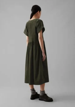 Cord|Dresses-TOAST Organic Needlecord Wrap Front Dress Seaweed