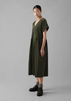Cord|Dresses-TOAST Organic Needlecord Wrap Front Dress Seaweed