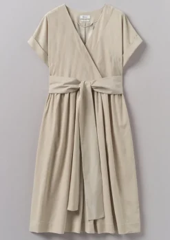 Cord|Dresses-TOAST Organic Needlecord Wrap Front Dress Moonstone