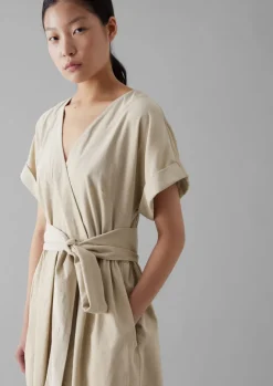 Cord|Dresses-TOAST Organic Needlecord Wrap Front Dress Moonstone