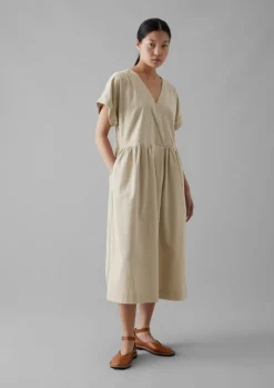 Cord|Dresses-TOAST Organic Needlecord Wrap Front Dress Moonstone