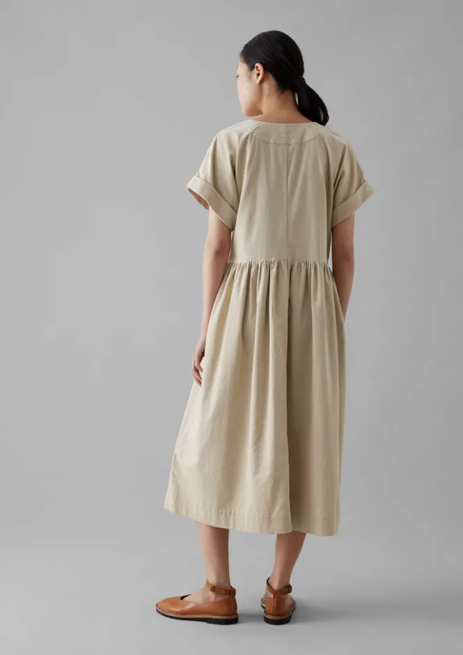Cord|Dresses-TOAST Organic Needlecord Wrap Front Dress Moonstone