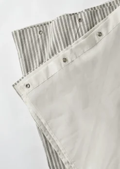 Textiles|Bathroom-TOAST Organic Ticking Stripe Shower Curtain Ecru/Graphite