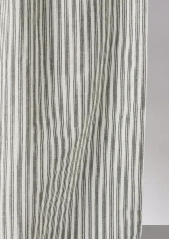Textiles|Bathroom-TOAST Organic Ticking Stripe Shower Curtain Ecru/Graphite