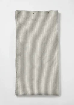 Textiles|Bathroom-TOAST Organic Ticking Stripe Shower Curtain Ecru/Graphite