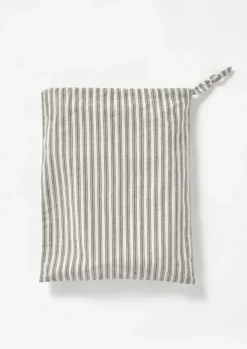 Textiles|Bathroom-TOAST Organic Ticking Stripe Shower Curtain Ecru/Graphite