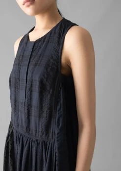 Loungewear|Dresses-TOAST Overdyed Check Seersucker Dress Slate