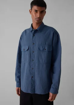 Workwear|Shirts-TOAST Overdyed Check Workwear Shirt NeptuneBlue
