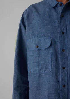 Workwear|Shirts-TOAST Overdyed Check Workwear Shirt NeptuneBlue