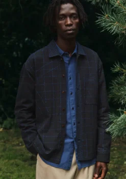 Workwear|Shirts-TOAST Overdyed Check Workwear Shirt NeptuneBlue