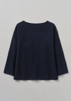 Knitwear-TOAST Panelled Boiled Wool Sweater Navy