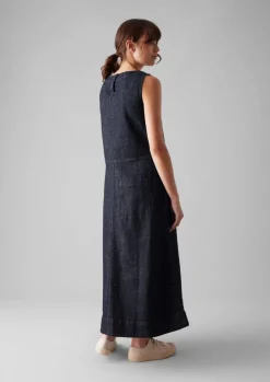 Denim|Workwear-TOAST Panelled Organic Denim Dress Indigo