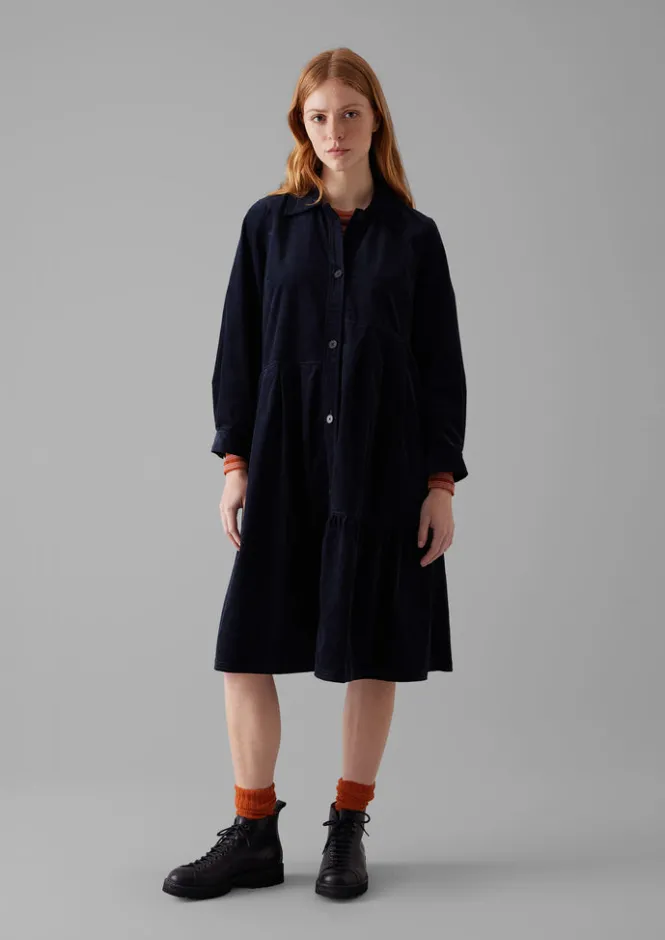 Cord|Dresses-TOAST Panelled Organic Needlecord Dress Navy