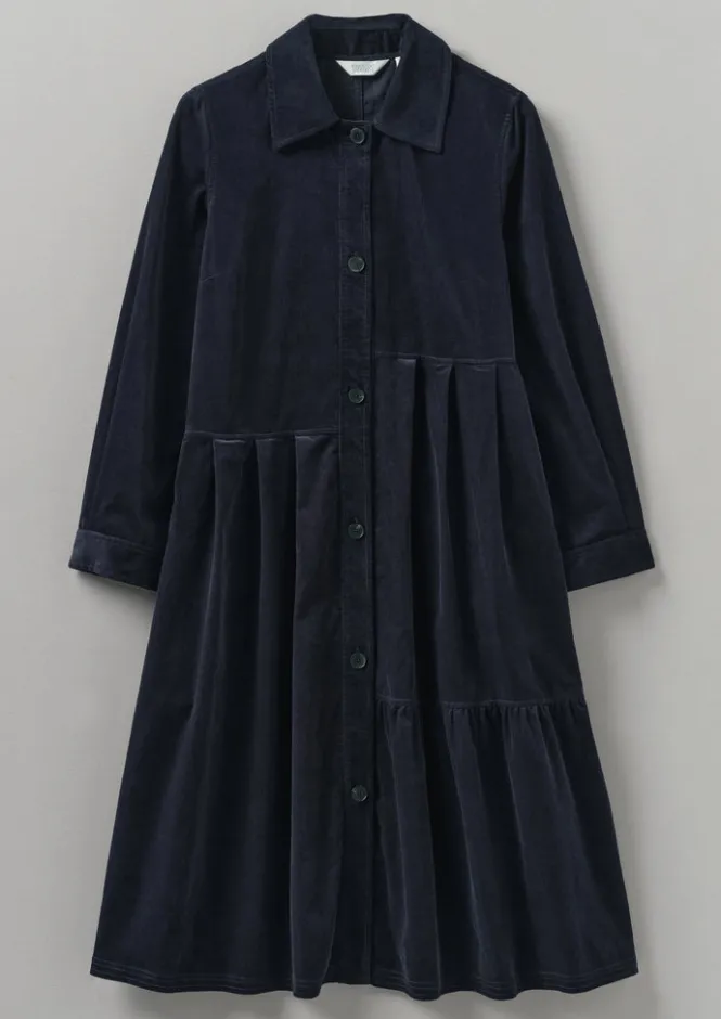Cord|Dresses-TOAST Panelled Organic Needlecord Dress Navy