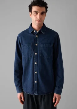 Denim|Workwear-TOAST Patch Pocket Denim Shirt Indigo