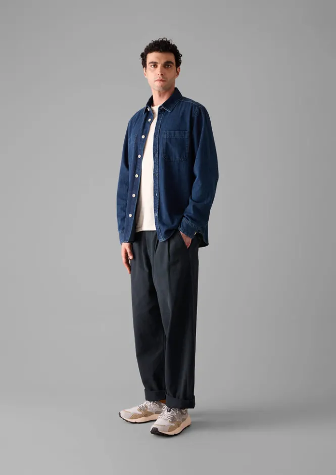 Denim|Workwear-TOAST Patch Pocket Denim Shirt Indigo