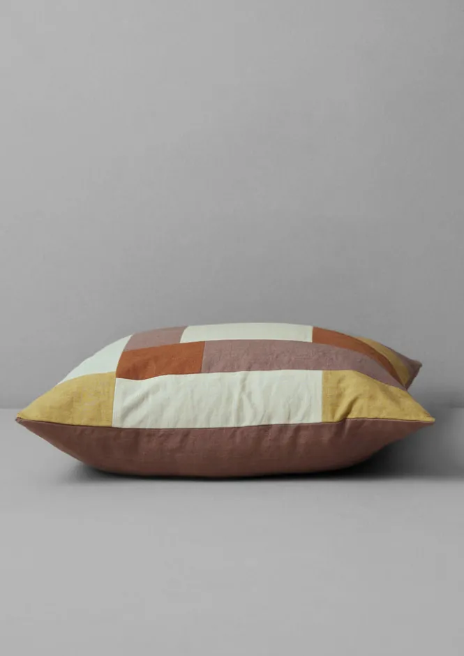 Textiles|Cushions & Covers-TOAST Patchwork Linen Cushion Cover Sand/Hellebore