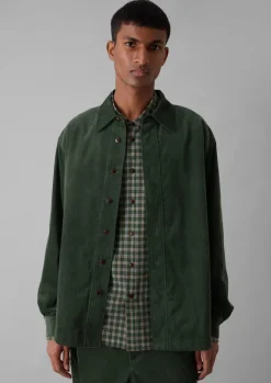 Cord|Shirts-TOAST Point Collar Organic Cord Shirt DarkMineralGreen