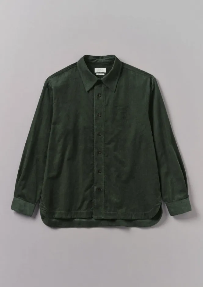 Cord|Shirts-TOAST Point Collar Organic Cord Shirt DarkMineralGreen