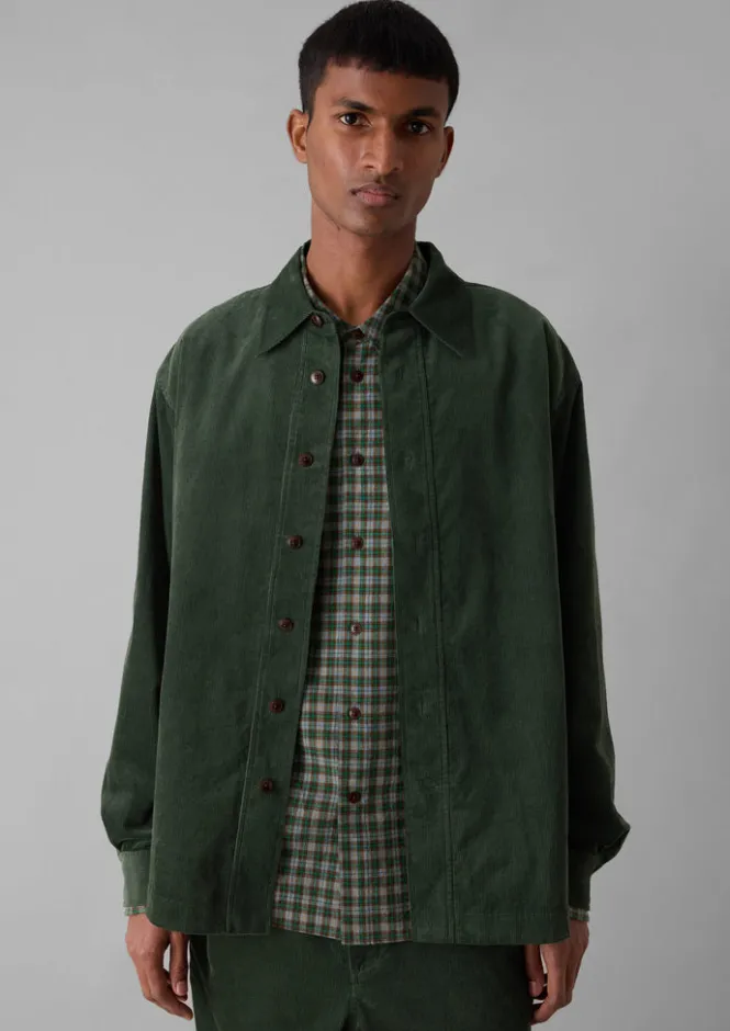 Cord|Shirts-TOAST Point Collar Organic Cord Shirt DarkMineralGreen