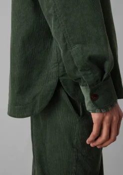 Cord|Shirts-TOAST Point Collar Organic Cord Shirt DarkMineralGreen