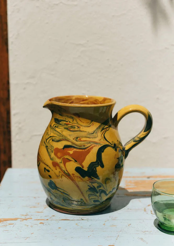 Ceramics-TOAST Poterie Barbotine Marbled Pitcher Honey
