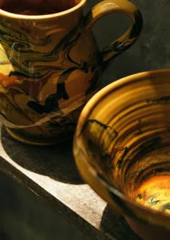 Ceramics-TOAST Poterie Barbotine Marbled Pitcher Honey