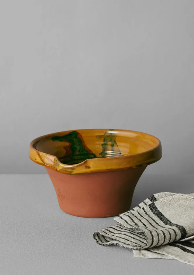 Ceramics|Tableware-TOAST Poterie Barbotine Marbled Pouring Bowl Honey
