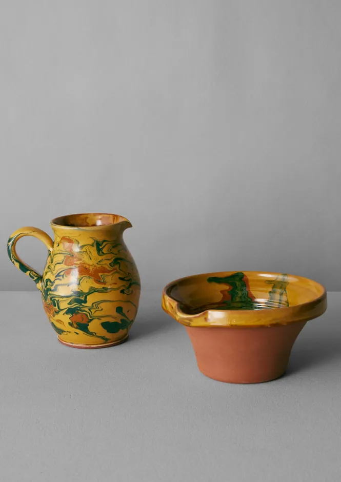 Ceramics|Tableware-TOAST Poterie Barbotine Marbled Pouring Bowl Honey