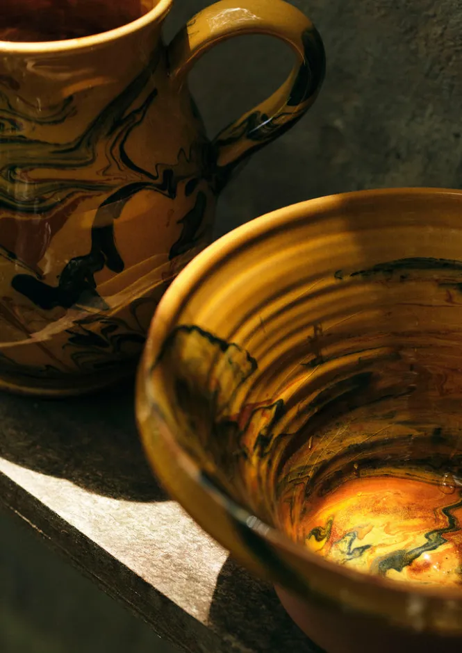 Ceramics|Tableware-TOAST Poterie Barbotine Marbled Pouring Bowl Honey
