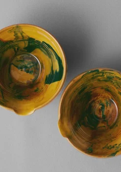 Ceramics|Tableware-TOAST Poterie Barbotine Marbled Pouring Bowl Honey