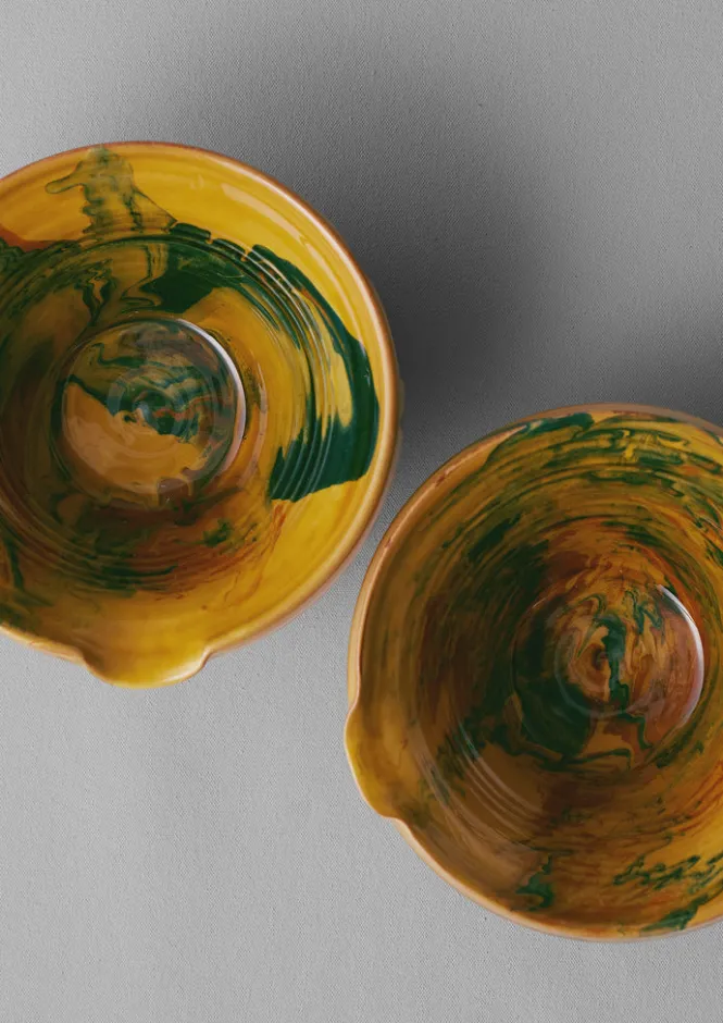 Ceramics|Tableware-TOAST Poterie Barbotine Marbled Pouring Bowl Honey