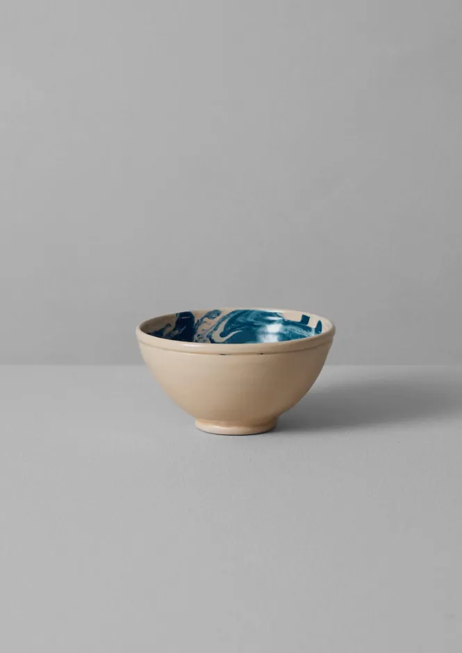 Ceramics-TOAST Poterie Barbotine Marbled Breakfast Bowl Cream/Blue