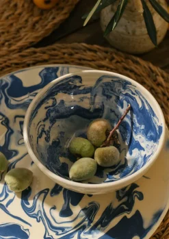 Ceramics-TOAST Poterie Barbotine Marbled Breakfast Bowl Cream/Blue