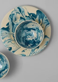 Ceramics-TOAST Poterie Barbotine Marbled Breakfast Bowl Cream/Blue