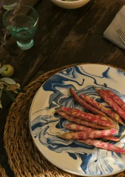 Ceramics|Tableware-TOAST Poterie Barbotine Marbled Plate Cream/Blue