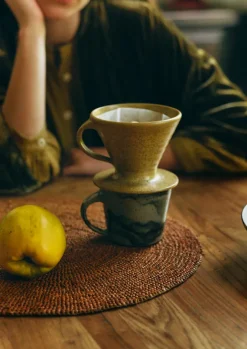 Ceramics|Kitchen-TOAST Pottery West Coffee Dripper And Scoop Mustard