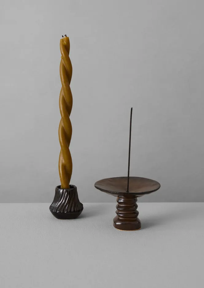 Ceramics|Candles & Holders-TOAST PPP Lab Hand Pinched Stoneware Incense Holder DarkBrown