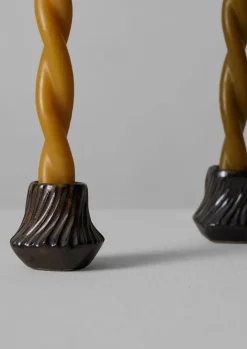 Decorative Pieces|Ceramics-TOAST PPP Lab Hand Pinched Stoneware Candle Holder DarkBrown