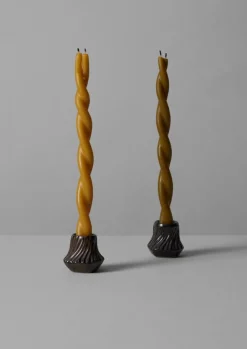 Decorative Pieces|Ceramics-TOAST PPP Lab Hand Pinched Stoneware Candle Holder DarkBrown