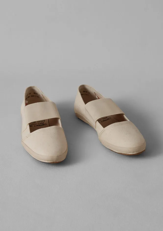 Trainers & Plimsolls-TOAST Pras Canvas Pumps Ecru